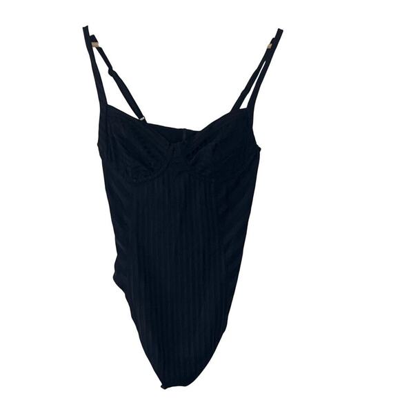 All Saints Women’s Yuni‎ Rib Black  Underwire Bodysuit Size 2 - Picture 1 of 9